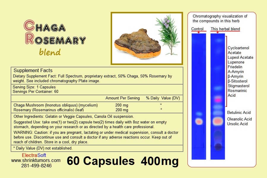 Buy Chaga Rosemary blend 400mg gel or veggie caps