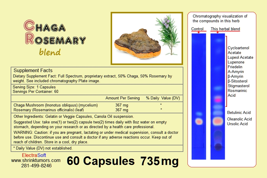 Buy Chaga Rosemary blend 735mg gel or veggie caps
