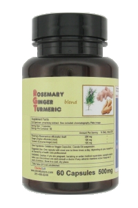 Buy Rosemary Ginger Turmeric blend 500mg gel or veggie caps